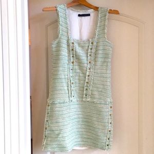 Zara Woman sleeveless green, white, and gold